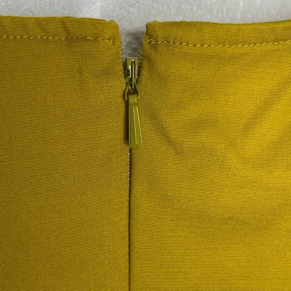 NWOT Halogen Chartreuse Mustard Yellow Sheath Belted with V-Neck Dress Size 12 - Picture 4 of 6